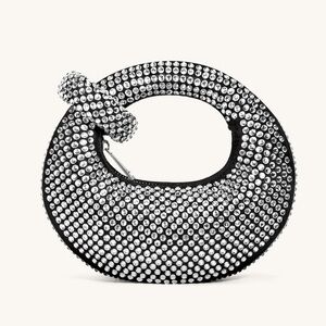 JW PEI ABACUS ARTIFICIAL CRYSTAL MINI TOP HANDLE BAG - BLACK